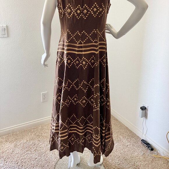 vintage 90s brown linen / 1990s dkny jeans dress / summer button up dress - Picture 6 of 7